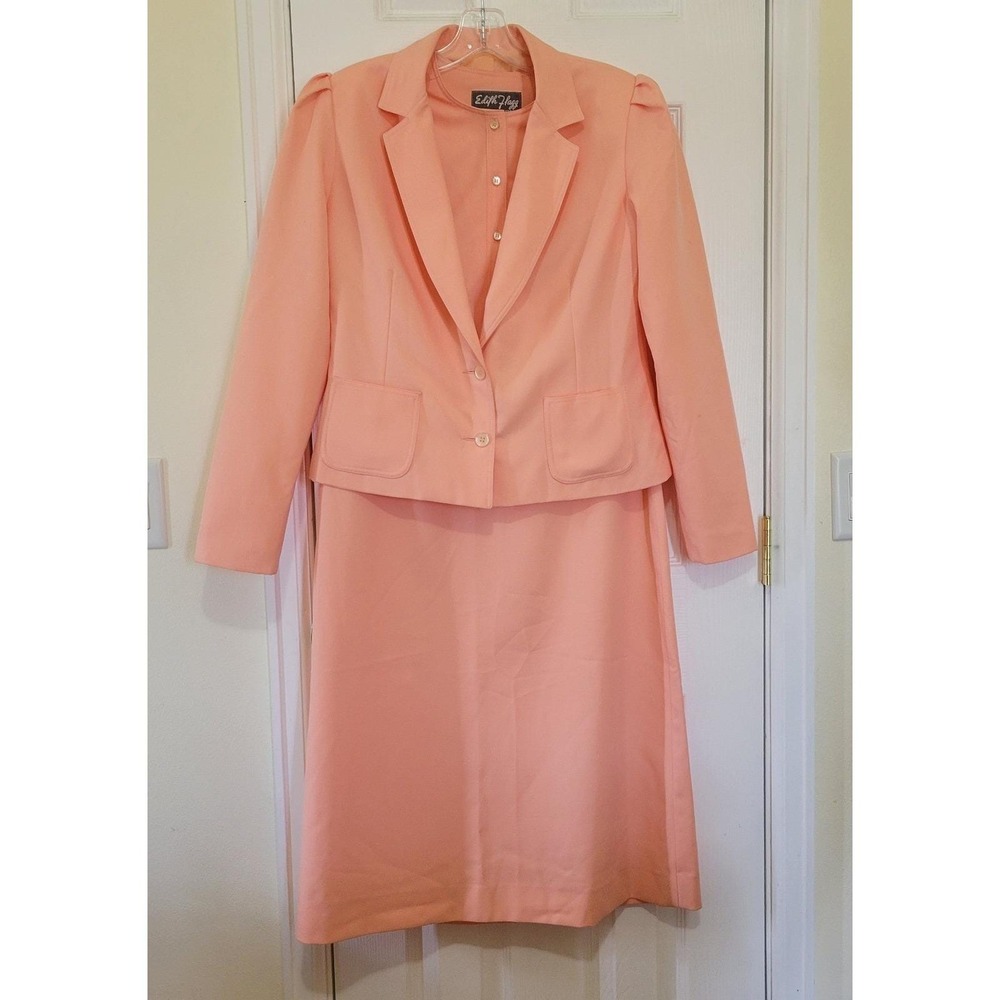 Vintage‎ Edith Flagg California Peach Dress Jacket Set Belt Size 10 AS IS
